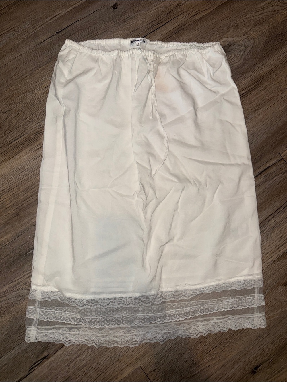 Reformation Cream skirt with Lace